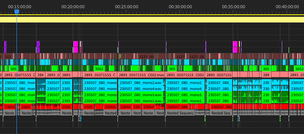 Podcast timeline with multiple audio tracks